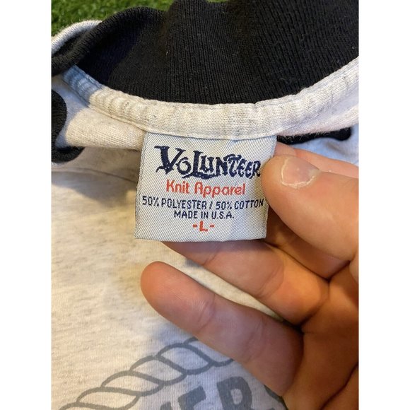 Vintage Volunteer Knit Iowa Hawkeyes college seal spell out t-shirt large gray - Picture 4 of 10